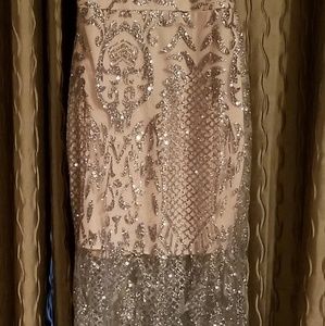 Poplila silver sparkling crystal dress